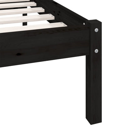 Bed Frame without Mattress Black Solid Wood Double