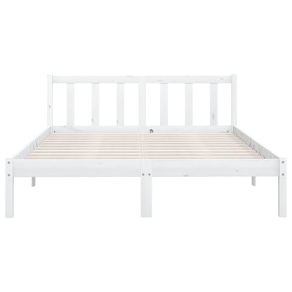 810063 vidaXL Bed Frame without Mattress White Solid Wood 140x190 cm