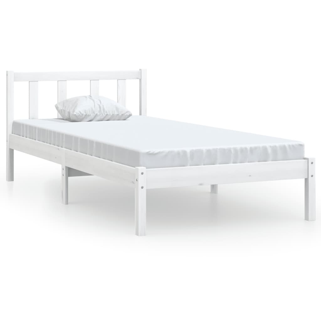 810068 vidaXL Bed Frame without Mattress White Solid Wood 90x200 cm