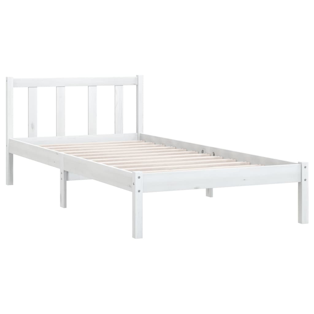 810068 vidaXL Bed Frame without Mattress White Solid Wood 90x200 cm