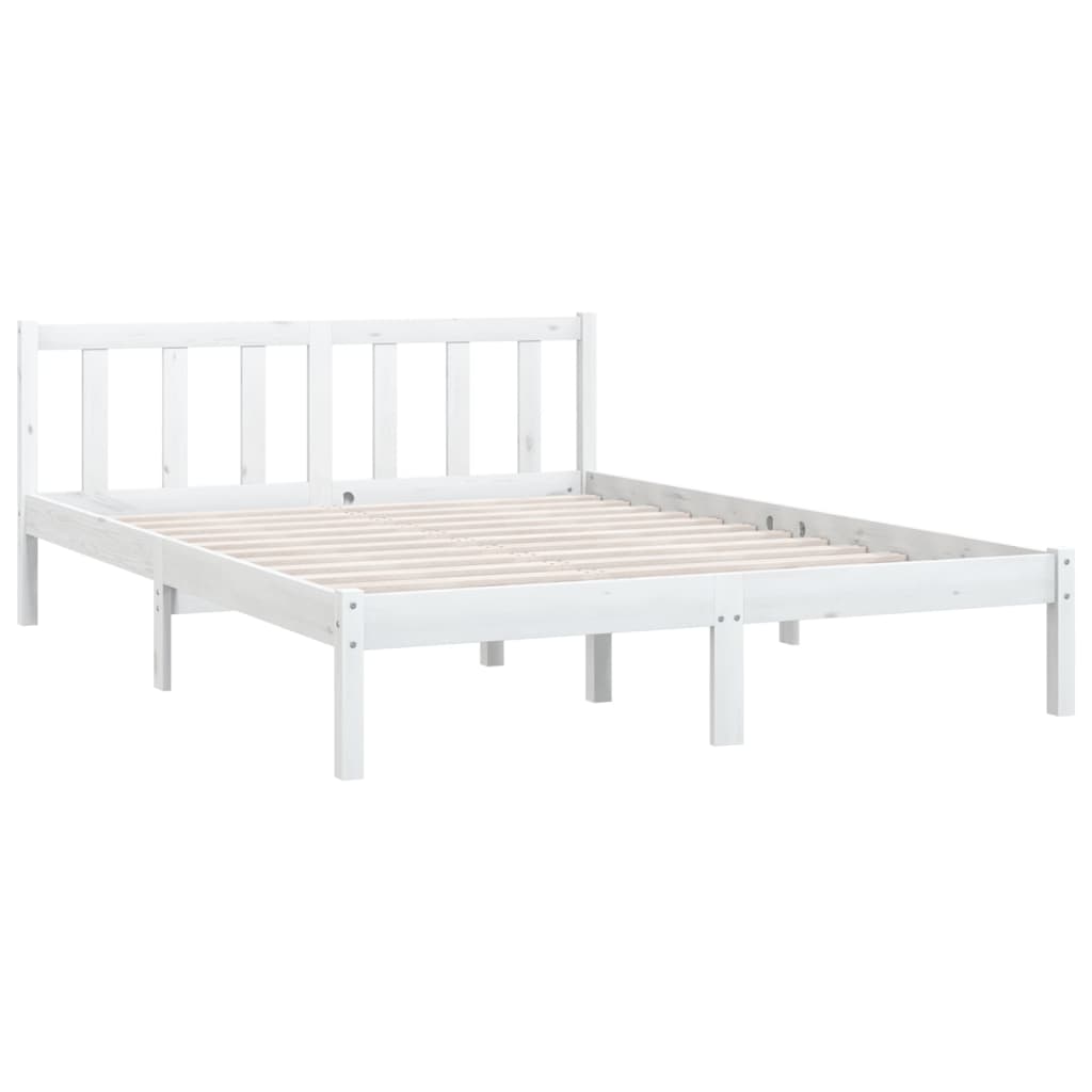 810083 vidaXL Bed Frame without Mattress White Solid Wood 140x200 cm
