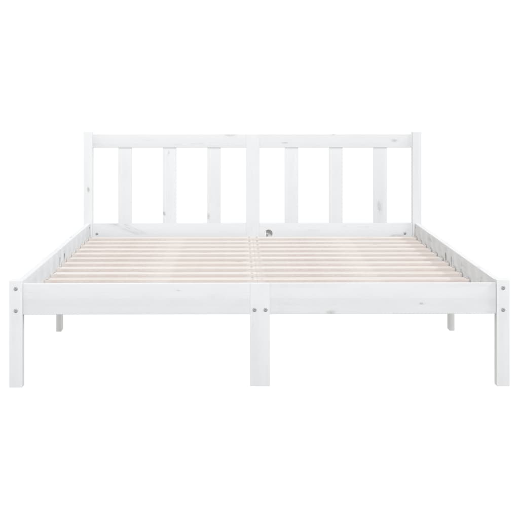810083 vidaXL Bed Frame without Mattress White Solid Wood 140x200 cm