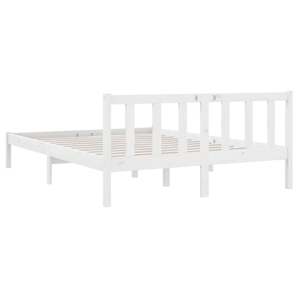 810083 vidaXL Bed Frame without Mattress White Solid Wood 140x200 cm