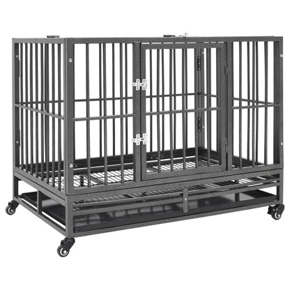 Dog Cage with Wheels Steel 92x62x76 cm