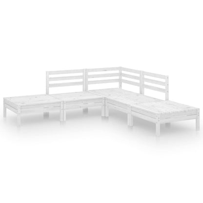 5 Piece Garden Lounge Set Solid Pinewood White