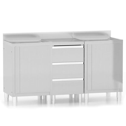 Commercial Kitchen Cabinets 3 pcs Stainless Steel
