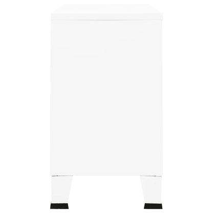 Industrial Sideboard White 105x35x62 cm Metal and Glass