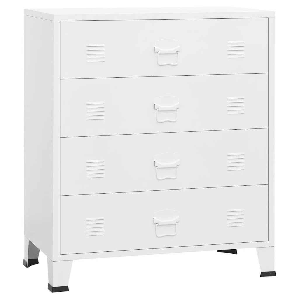 Industrial Drawer Cabinet White 78x40x93 cm Metal