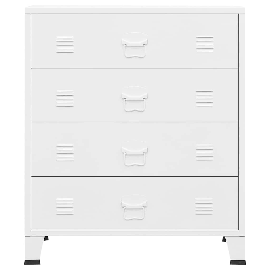 Industrial Drawer Cabinet White 78x40x93 cm Metal