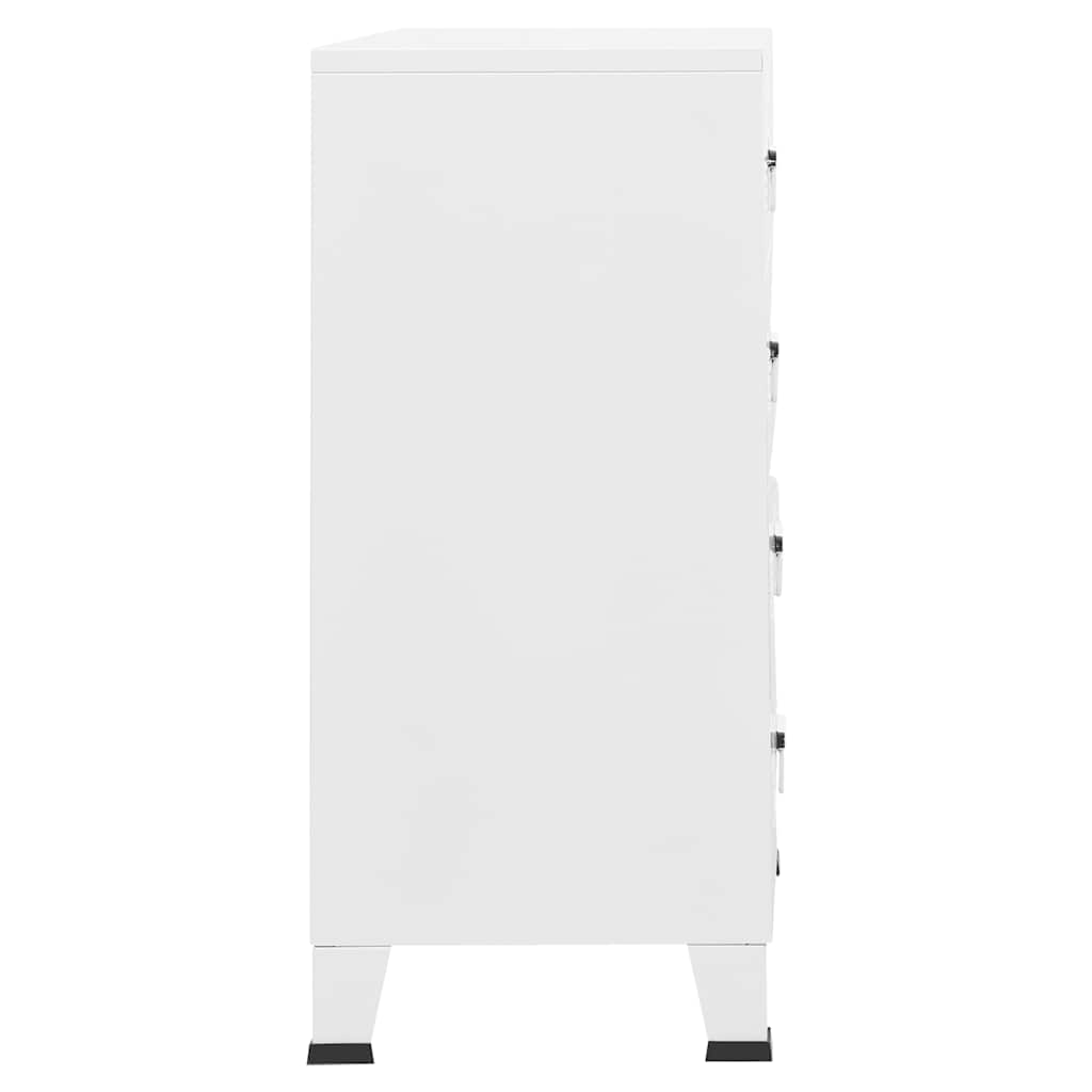Industrial Drawer Cabinet White 78x40x93 cm Metal