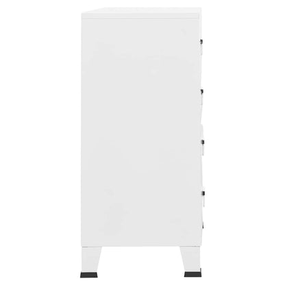 Industrial Drawer Cabinet White 78x40x93 cm Metal