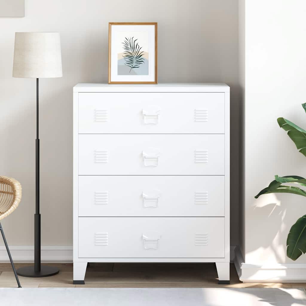 Industrial Drawer Cabinet White 78x40x93 cm Metal