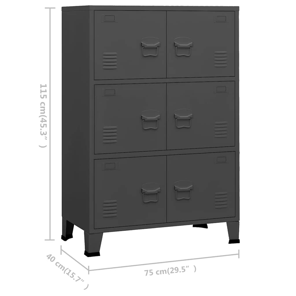 Industrial Storage Chest Anthracite 75x40x115 cm Metal