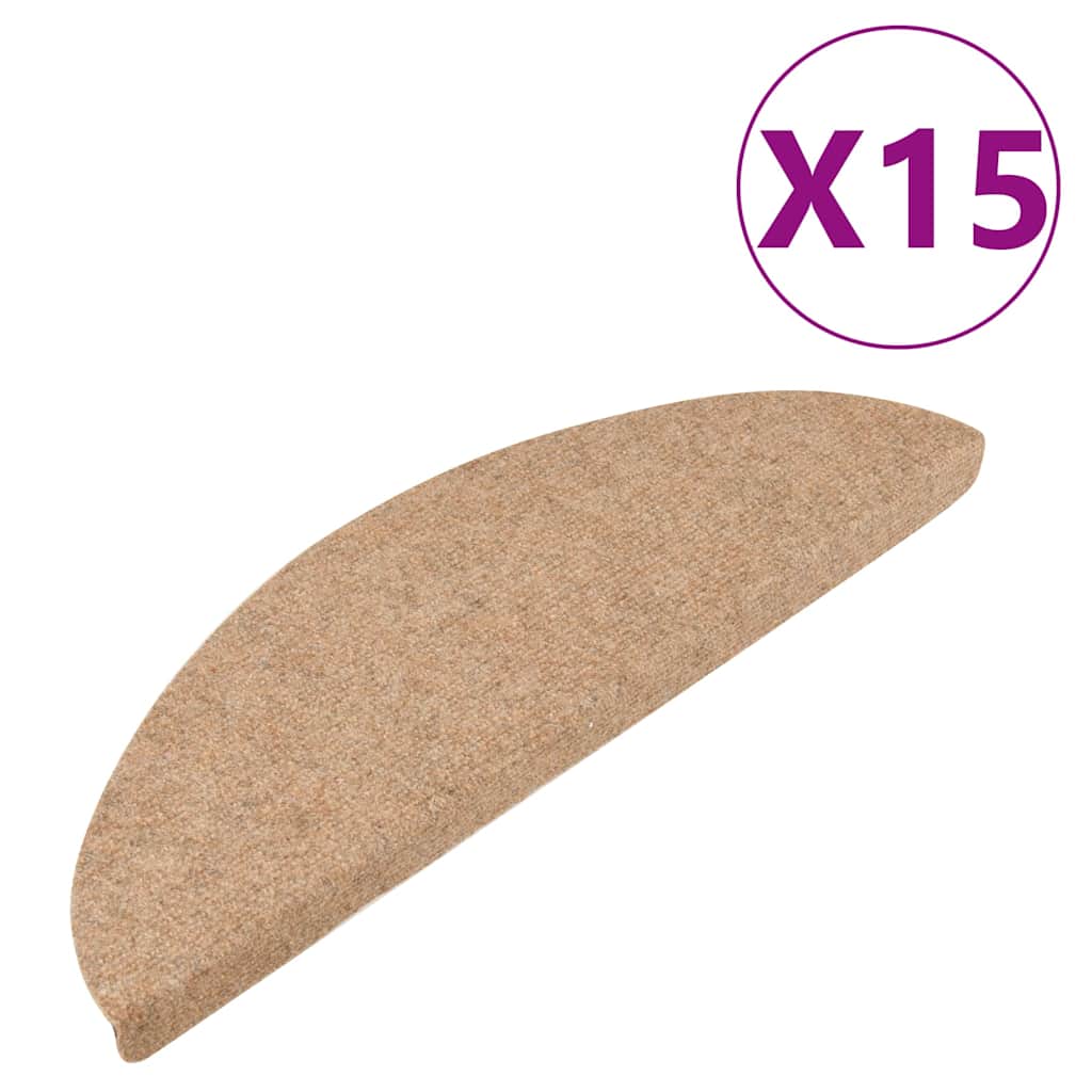 Stair Mats Self-adhesive 15 pcs 56x17x3 cm Beige