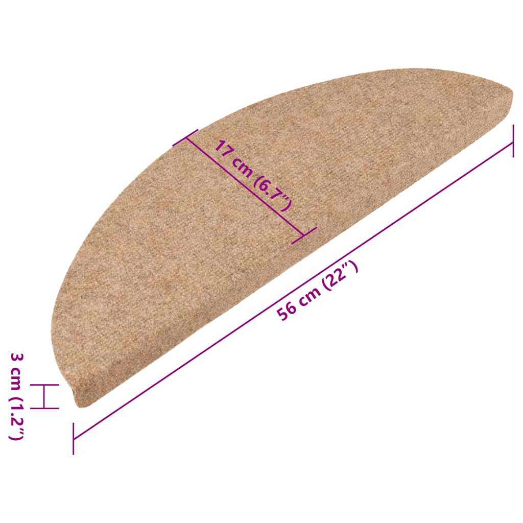 Stair Mats Self-adhesive 15 pcs 56x17x3 cm Beige
