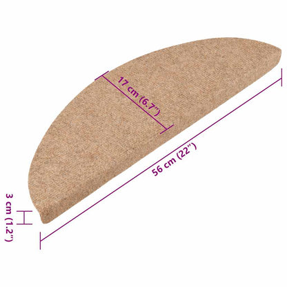 Stair Mats Self-adhesive 15 pcs 56x17x3 cm Beige