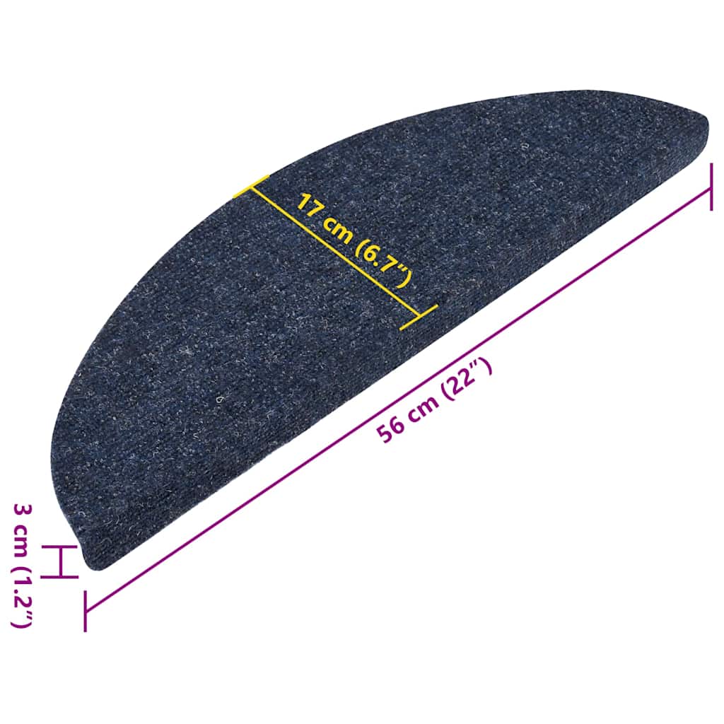 Stair Mats Self-adhesive 15 pcs 56x17x3 cm Blue