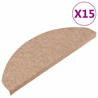 Stair Mats Self-adhesive 15 pcs 65x22.5x3.5 cm Beige