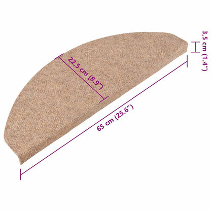 Stair Mats Self-adhesive 15 pcs 65x22.5x3.5 cm Beige