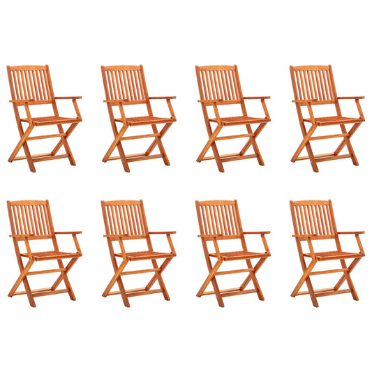 Folding Garden Chairs 8 pcs Solid Eucalyptus Wood