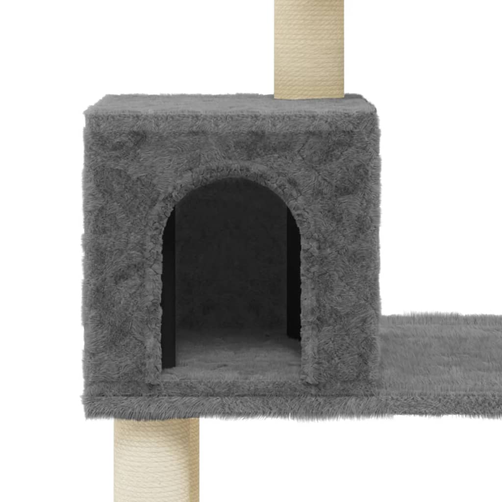 Cat Tree with Sisal Scratching Posts Dark Grey 147 cm