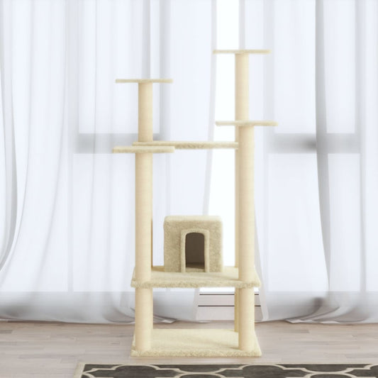 Cat Tree with Sisal Scratching Posts Cream 110 cm