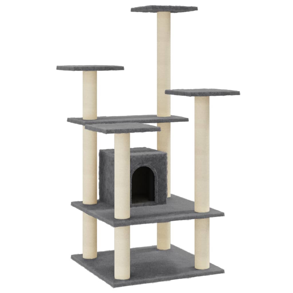 Cat Tree with Sisal Scratching Posts Dark Grey 110 cm