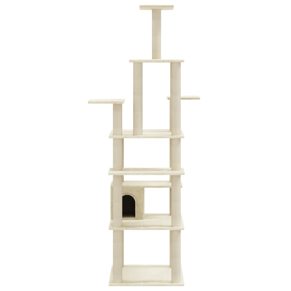 Cat Tree with Sisal Scratching Posts Cream 183 cm
