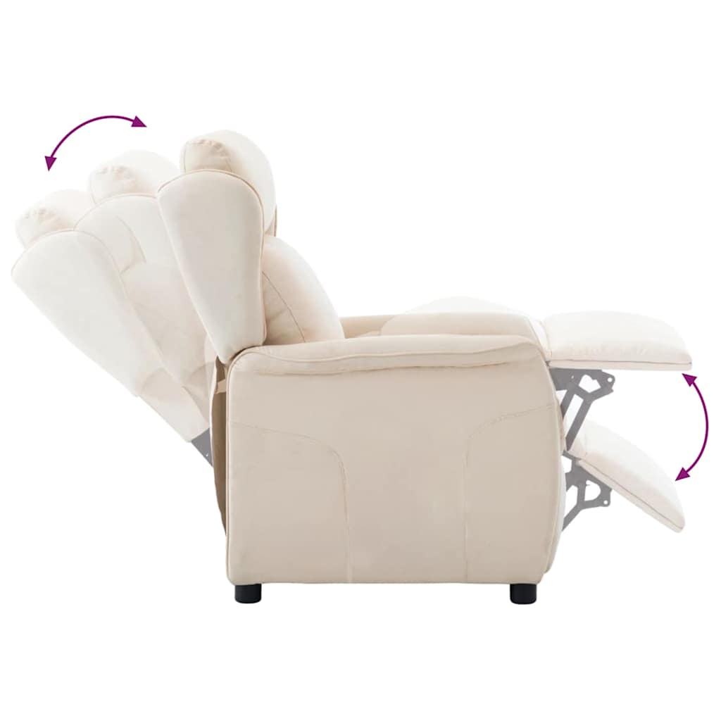 Recliner Chair Cream 67.5 x 93.5 x 101.5 cm Fabric