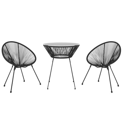 3 Piece Garden Dining Set Black