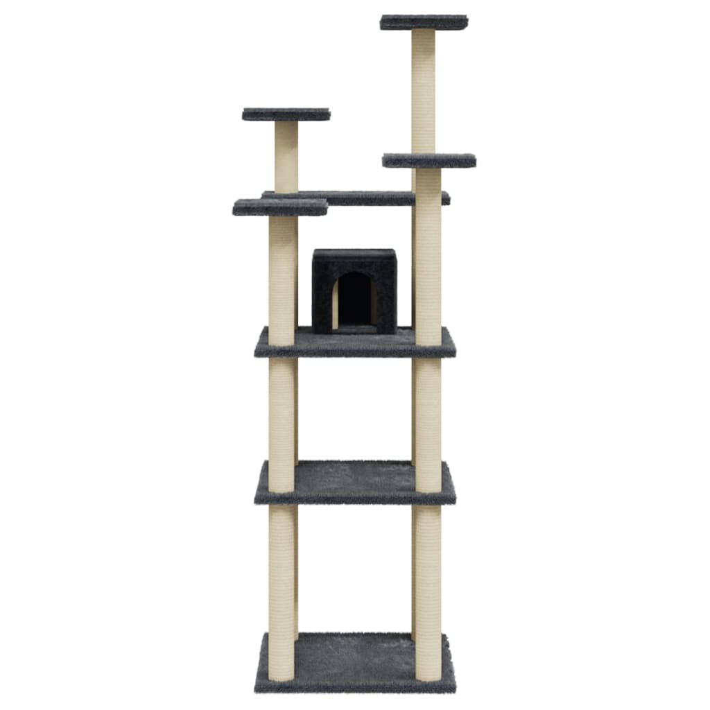 Cat Tree with Sisal Scratching Posts Dark Grey 171 cm