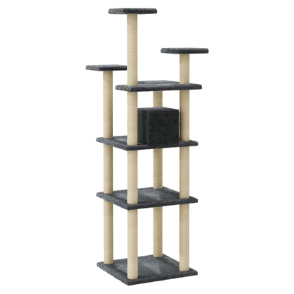 Cat Tree with Sisal Scratching Posts Dark Grey 171 cm