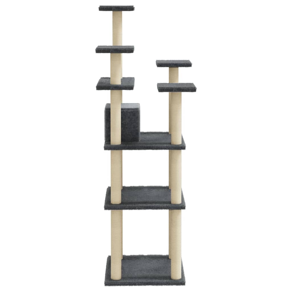 Cat Tree with Sisal Scratching Posts Dark Grey 171 cm