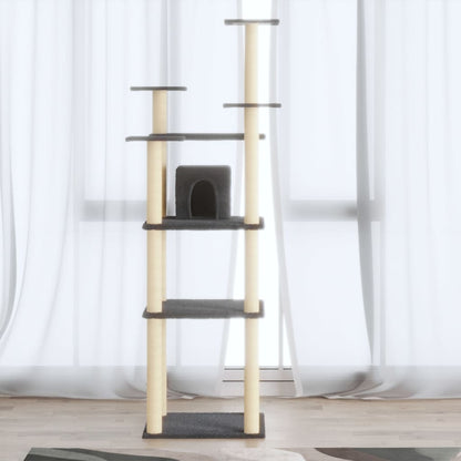 Cat Tree with Sisal Scratching Posts Dark Grey 171 cm