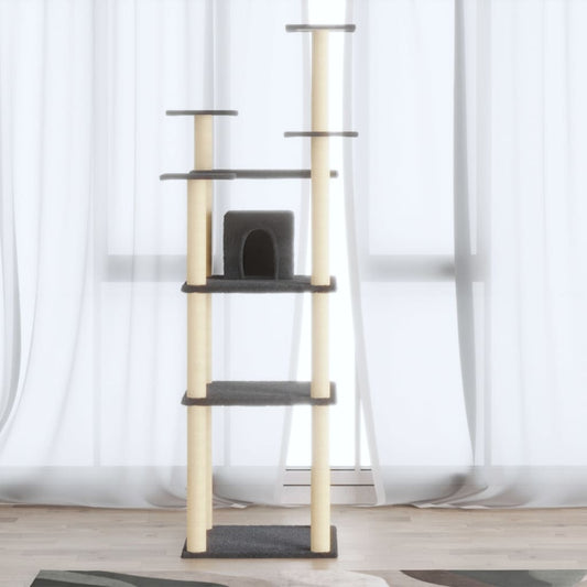 Cat Tree with Sisal Scratching Posts Dark Grey 171 cm