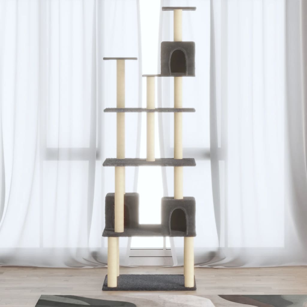 Cat Tree with Sisal Scratching Posts Dark Grey 188 cm