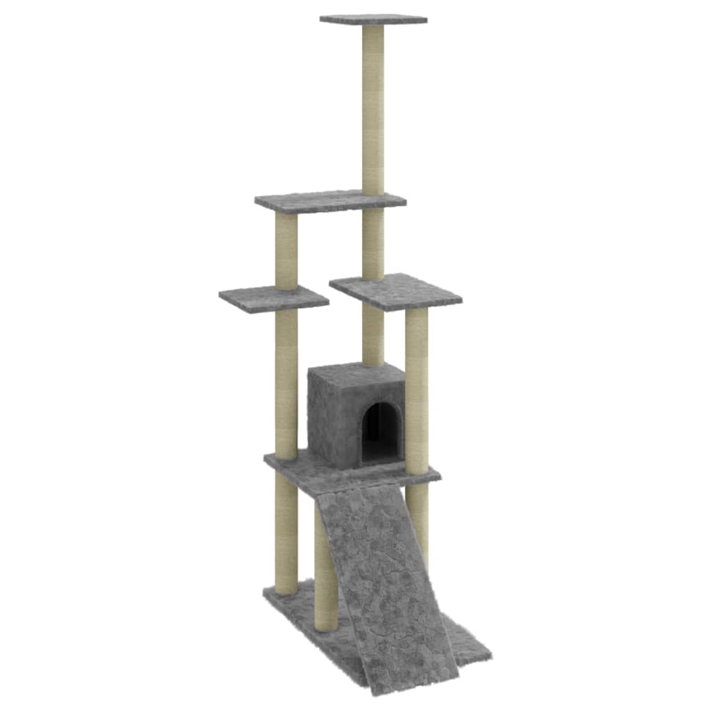 Cat Tree with Sisal Scratching Posts Light Grey 155 cm