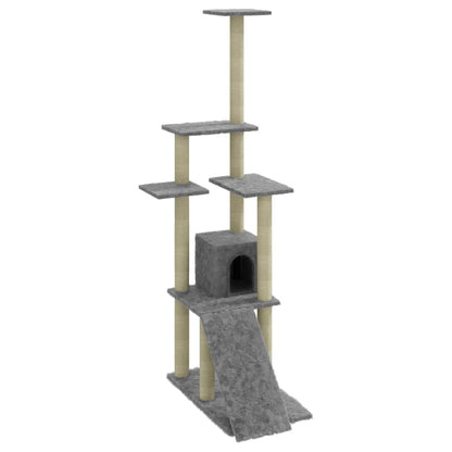 Cat Tree with Sisal Scratching Posts Light Grey 155 cm