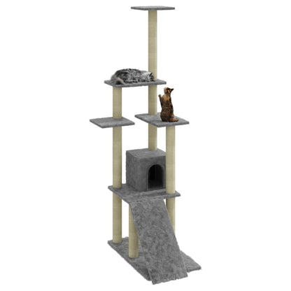 Cat Tree with Sisal Scratching Posts Light Grey 155 cm