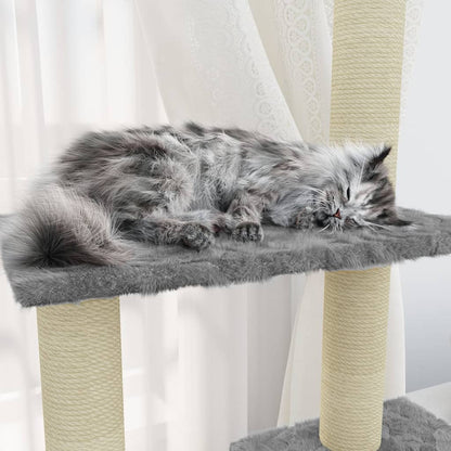 Cat Tree with Sisal Scratching Posts Light Grey 155 cm