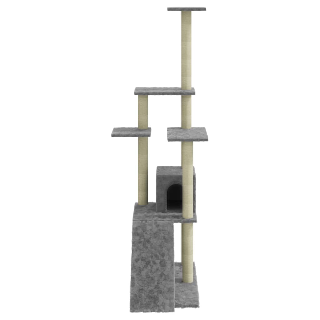 Cat Tree with Sisal Scratching Posts Light Grey 155 cm