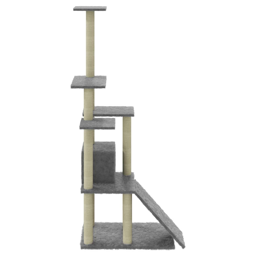 Cat Tree with Sisal Scratching Posts Light Grey 155 cm