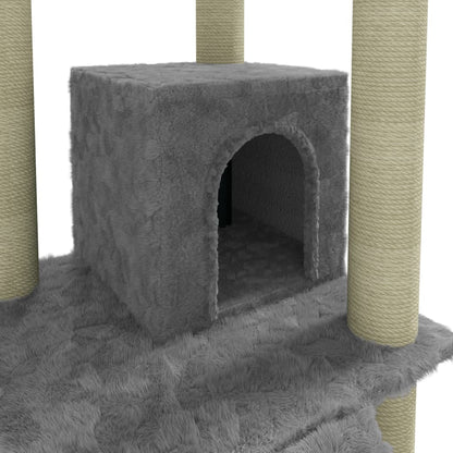 Cat Tree with Sisal Scratching Posts Light Grey 155 cm