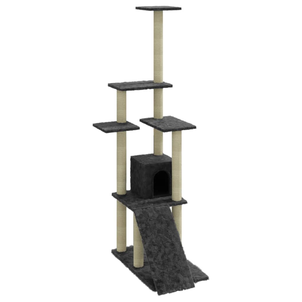 Cat Tree with Sisal Scratching Posts Dark Grey 155 cm