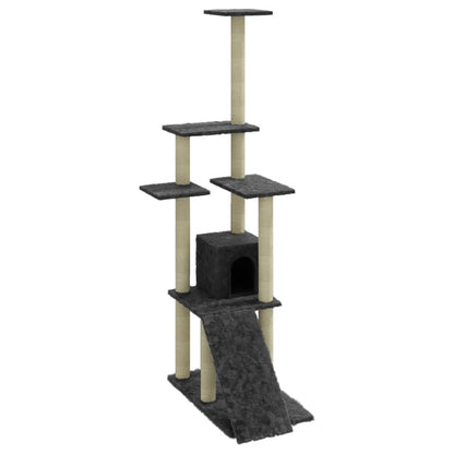 Cat Tree with Sisal Scratching Posts Dark Grey 155 cm