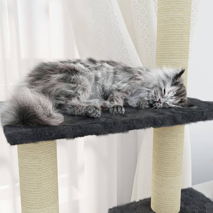Cat Tree with Sisal Scratching Posts Dark Grey 155 cm