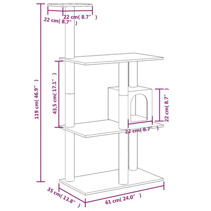 Cat Tree with Sisal Scratching Posts Cream 119 cm