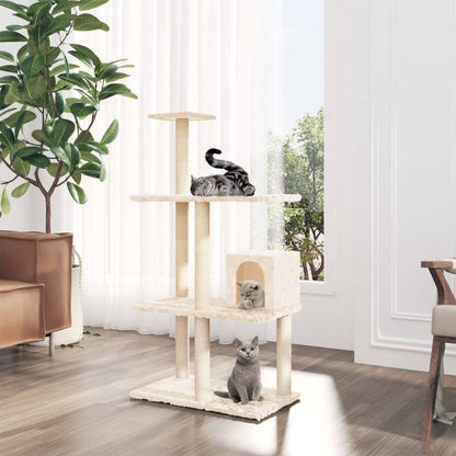Cat Tree with Sisal Scratching Posts Cream 119 cm