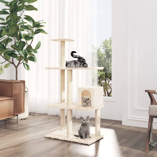 Cat Tree with Sisal Scratching Posts Cream 119 cm