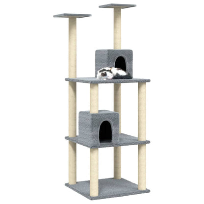 Cat Tree with Sisal Scratching Posts Light Grey 141 cm
